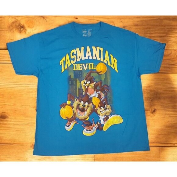 Looney Tunes Tasmanian Devil Graphic T-shirt Mens Sz XXL Blue Civil Assets - Picture 1 of 7